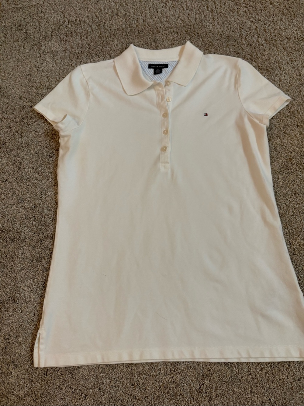 Tommy Hilfiger Women's Cream Polo Shirt with Logo